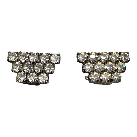 Vintage 1920s Art Deco Rhinestone Shoe Clips Small Sparkling Bridal Flapper Glam - Picture 1 of 3